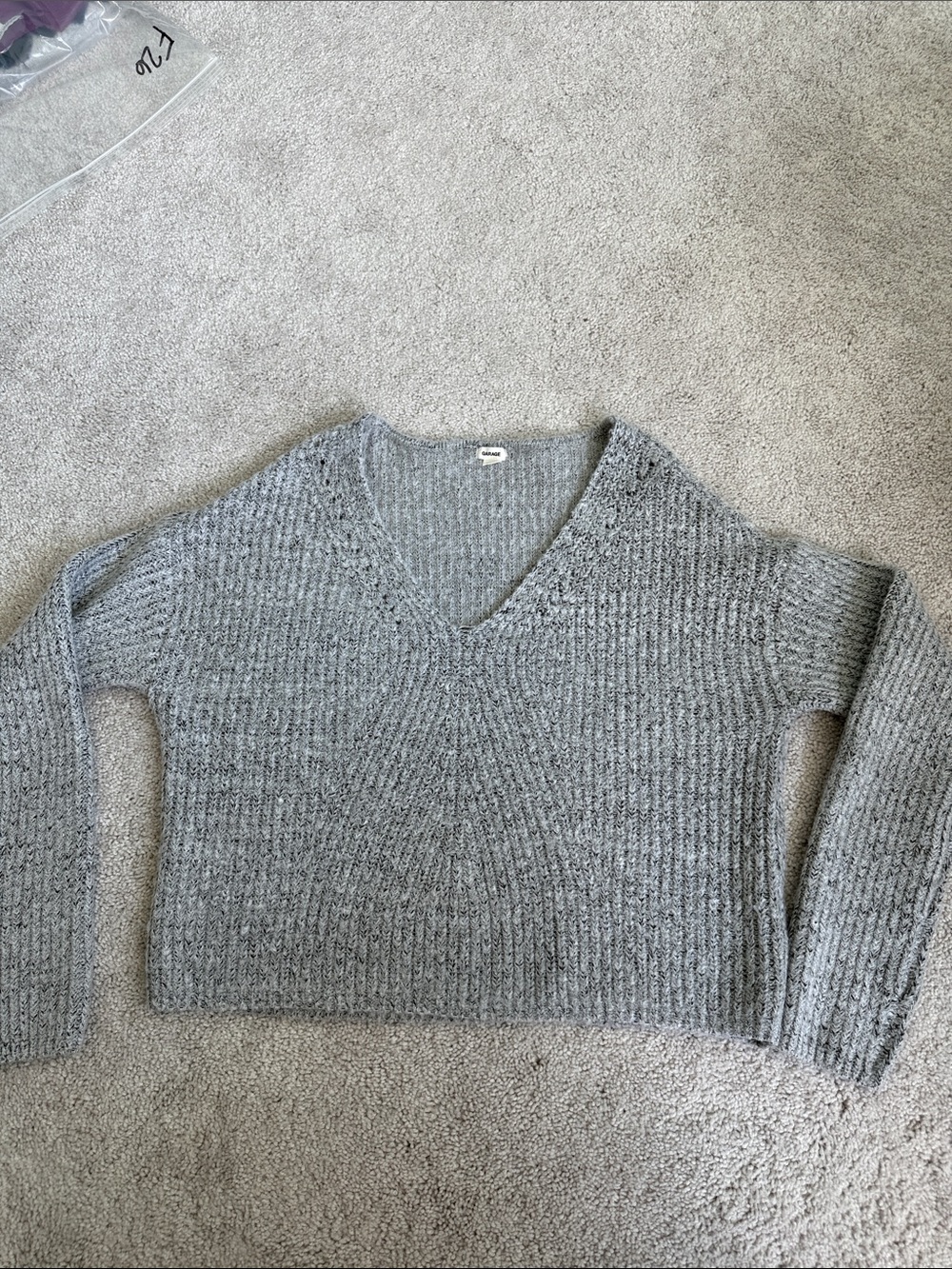 Garage Supersoft Crop Sweater in Classic Marled Grey - Size XS - Picture 3 of 7